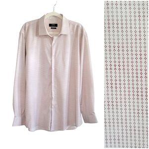 Jones New York Slim Fit Men's Long Sleeve Dress Shirt XL 17-17.5 34/35 White Red